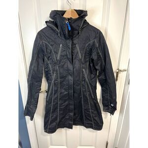 Kuhl Lena Grey Hooded Trench Coat Water Resistant Size Small